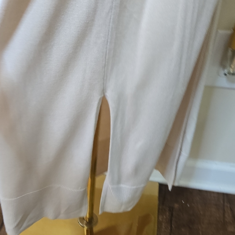 H&M Sleeveless Beige Knit Maxi Dress Duster – Button-Down Minimalist Chic Large - Picture 5 of 8